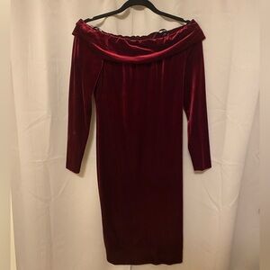 Calvin Klein off the shoulder velvet dress wine red size 4